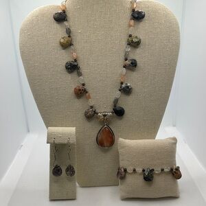 Elegant Multi-Stone Necklace and Earring Set